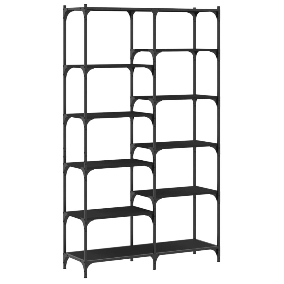 (black) vidaXL Bookshelf Display Cabinet Bookcase Smoked Oak Engineered Wood and Iron