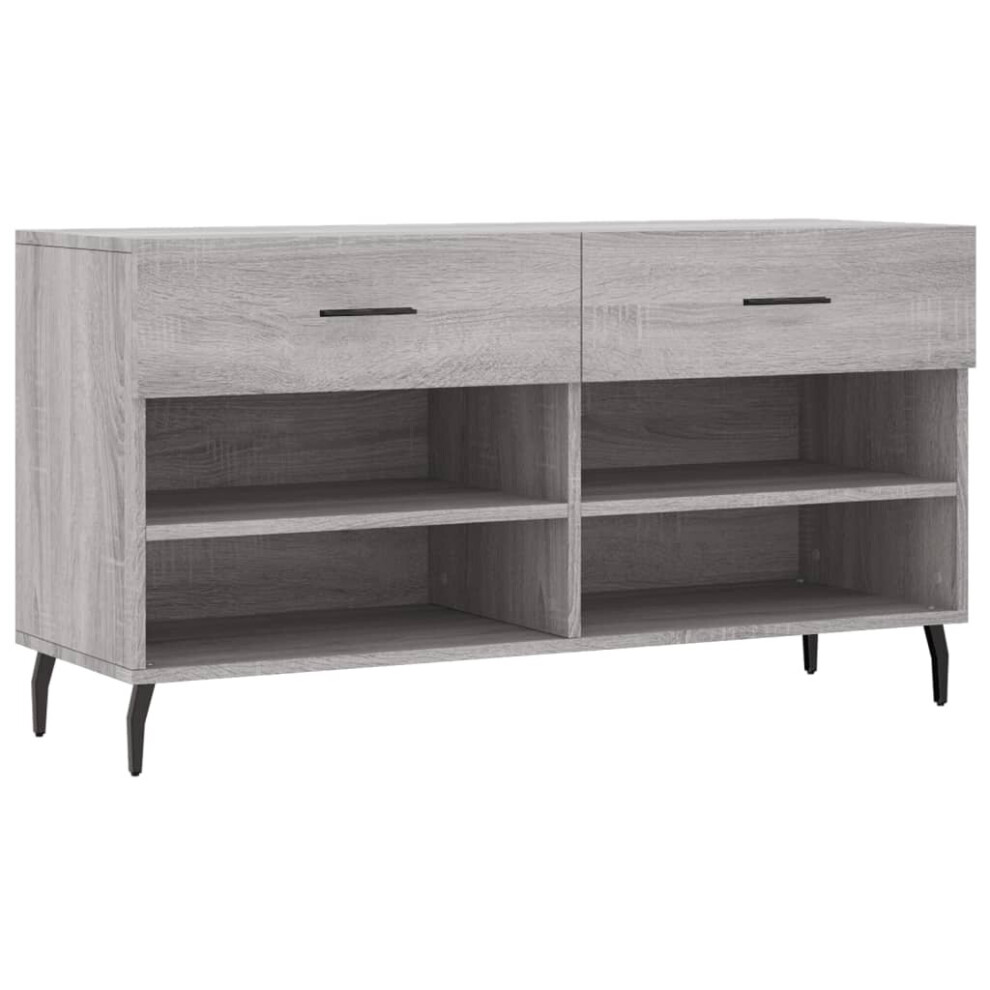Vidaxl (Grey Sonoma) Shoe Bench Shoe Cupboard Shoe Storage Shoe Rack Black Engineered Wood