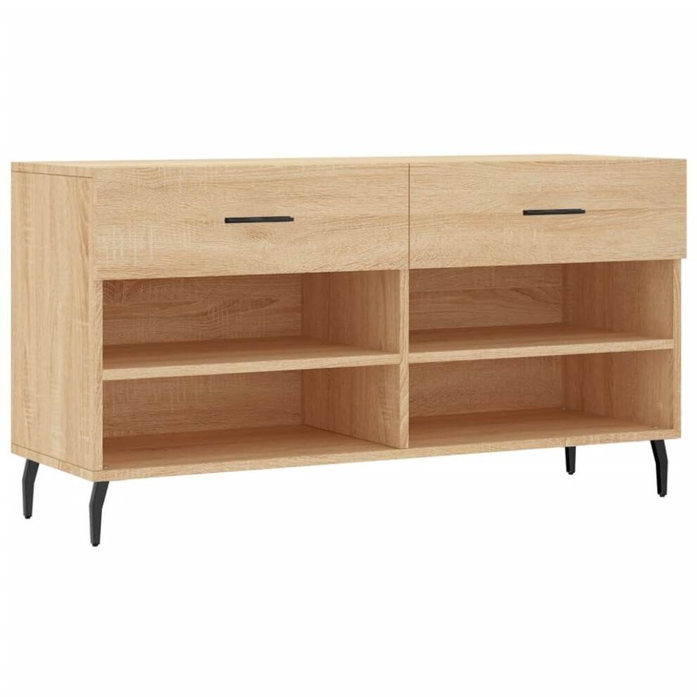 Vidaxl (Sonoma Oak) Shoe Bench Shoe Cupboard Shoe Storage Shoe Rack Engineered Wood Black