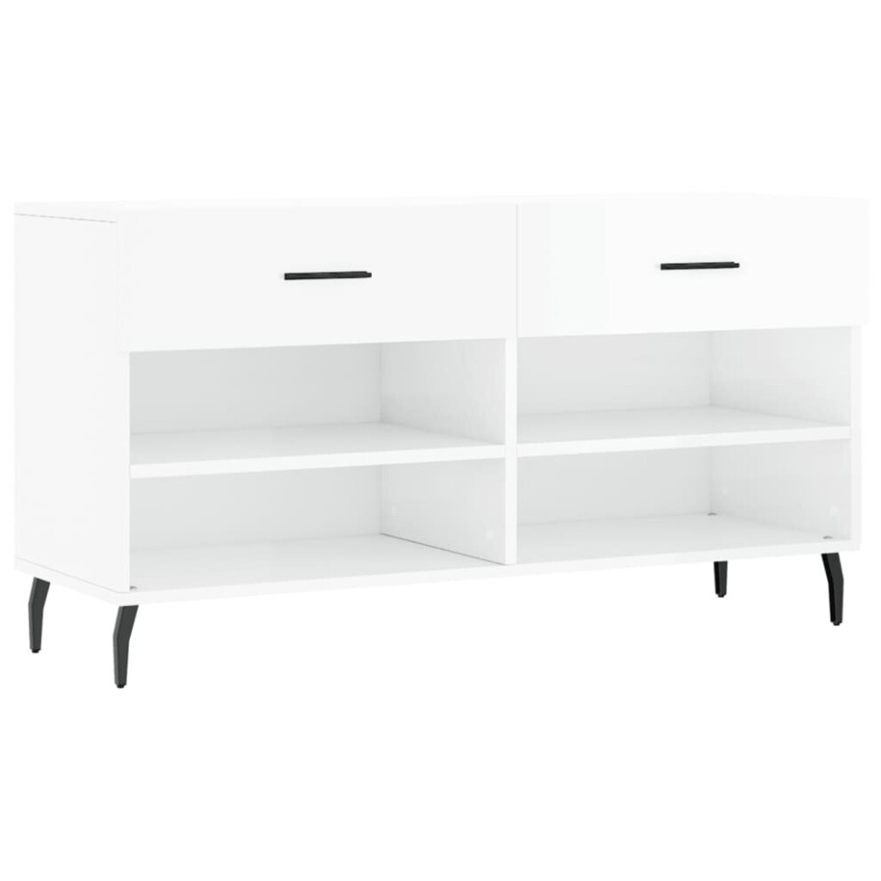 (high gloss white) vidaXL Shoe Bench Shoe Cupboard Shoe Storage Shoe Rack Black Engineered Wood