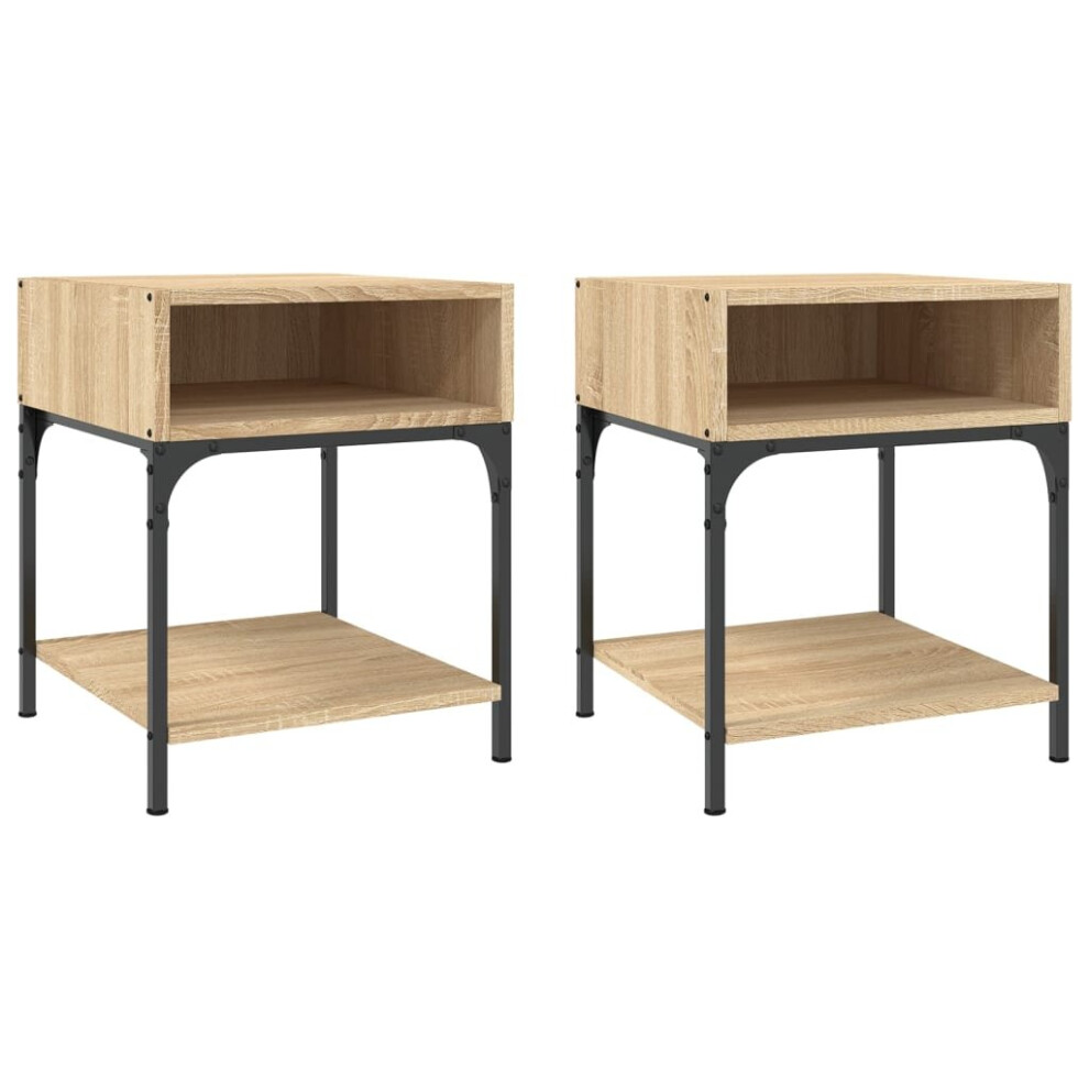 (sonoma oak, 2 pcs) vidaXL Bedside Tables Bedside Cabinet Side Table 2 pcs Black Engineered Wood