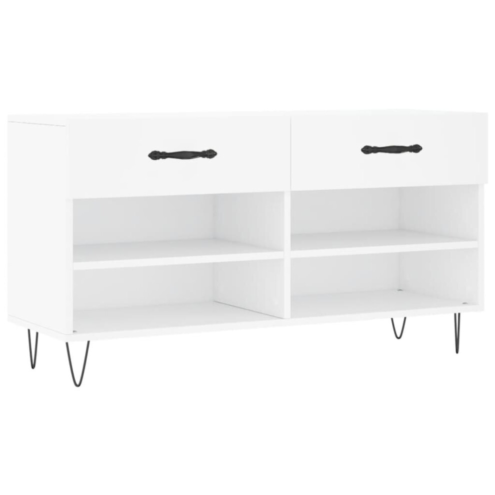 (white) vidaXL Shoe Bench Shoe Storage Shoe Rack High Gloss White Engineered Wood