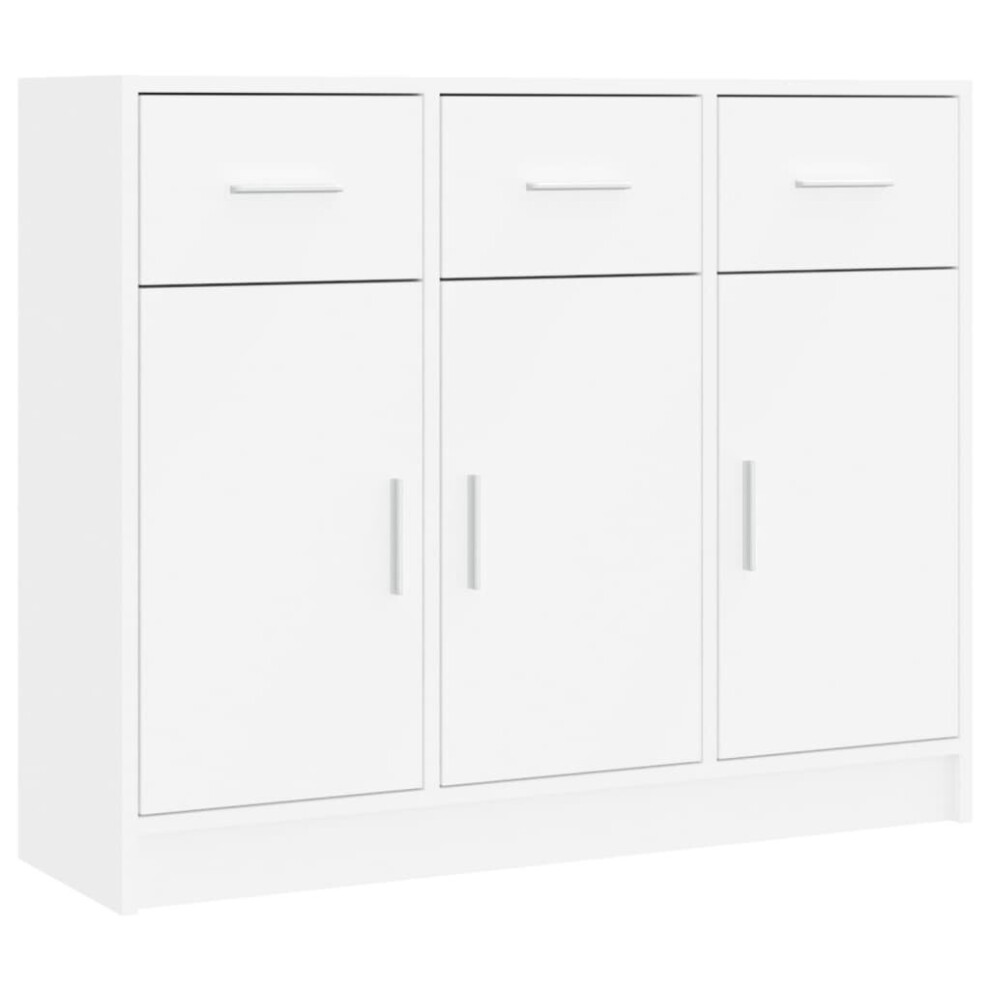 Vidaxl (White) Sideboard Storage Cabinet Side Board Highboard Cupboard Engineered Wood White