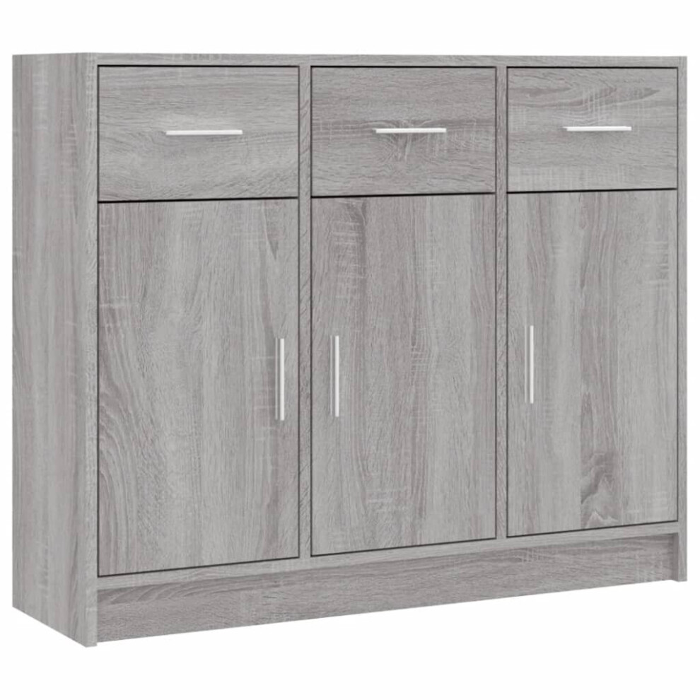 (grey sonoma) vidaXL Sideboard Storage Cabinet Cupboard High Gloss White Engineered Wood