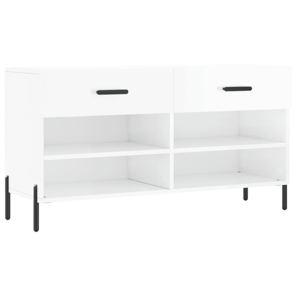 Vidaxl (High Gloss White) Shoe Bench Shoe Storage Cabinet Shoe Rack Brown Oak Engineered Wood