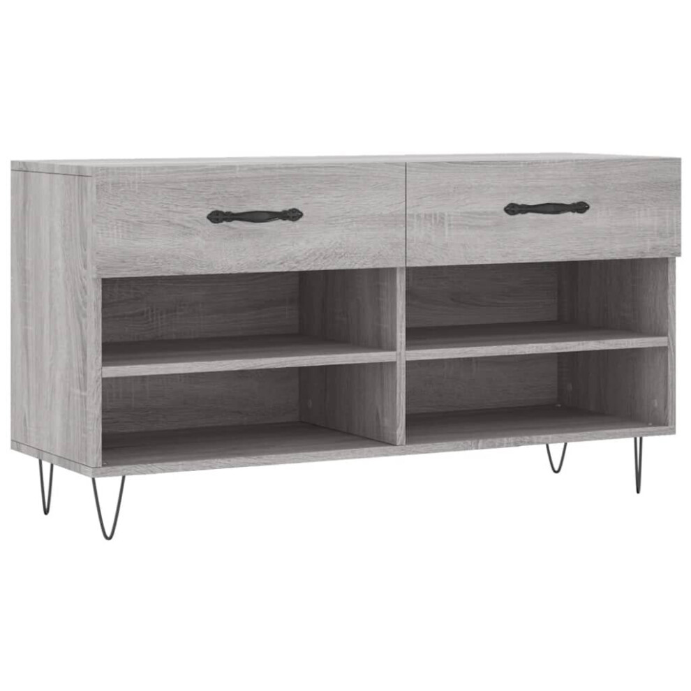 (grey sonoma) vidaXL Shoe Bench Shoe Storage Shoe Rack High Gloss White Engineered Wood