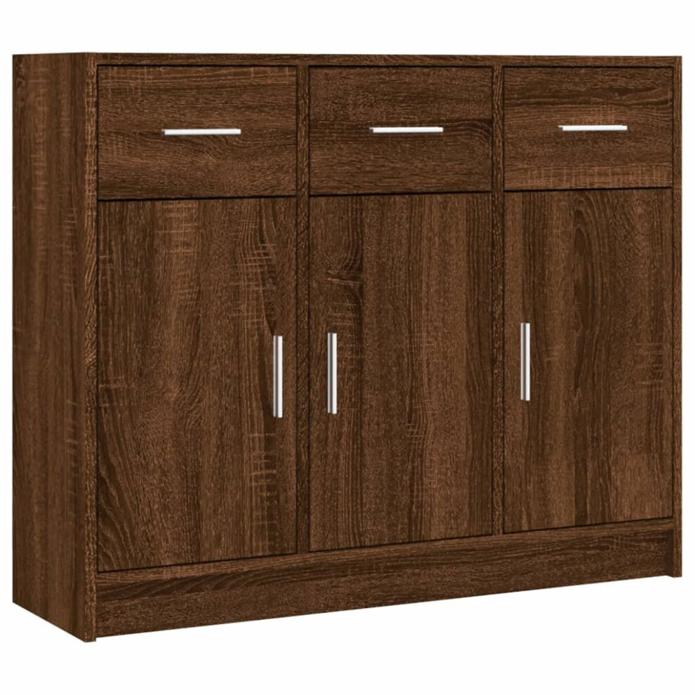 (brown oak) vidaXL Sideboard Storage Cabinet Cupboard High Gloss White Engineered Wood