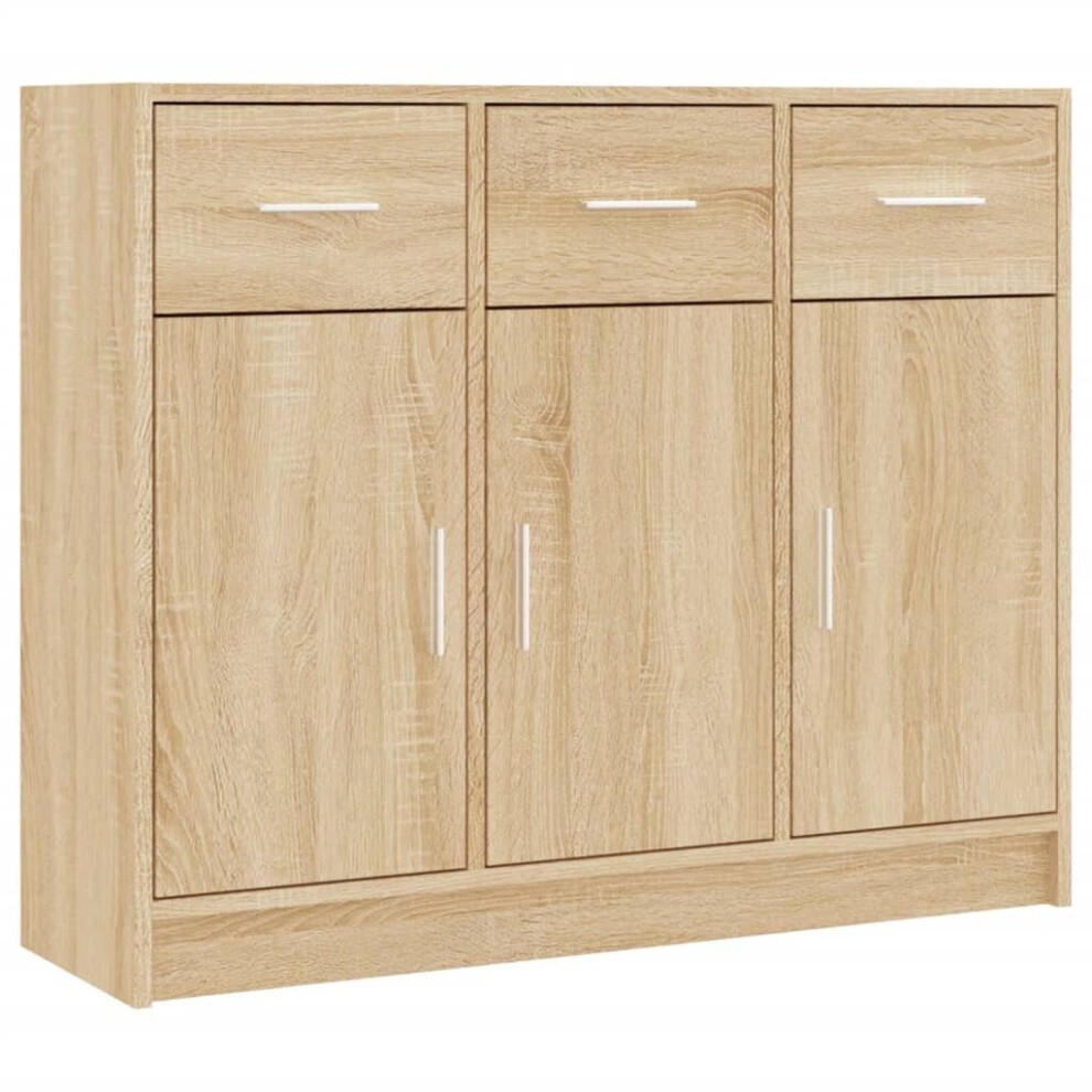 (sonoma oak) vidaXL Sideboard Storage Cabinet Cupboard High Gloss White Engineered Wood