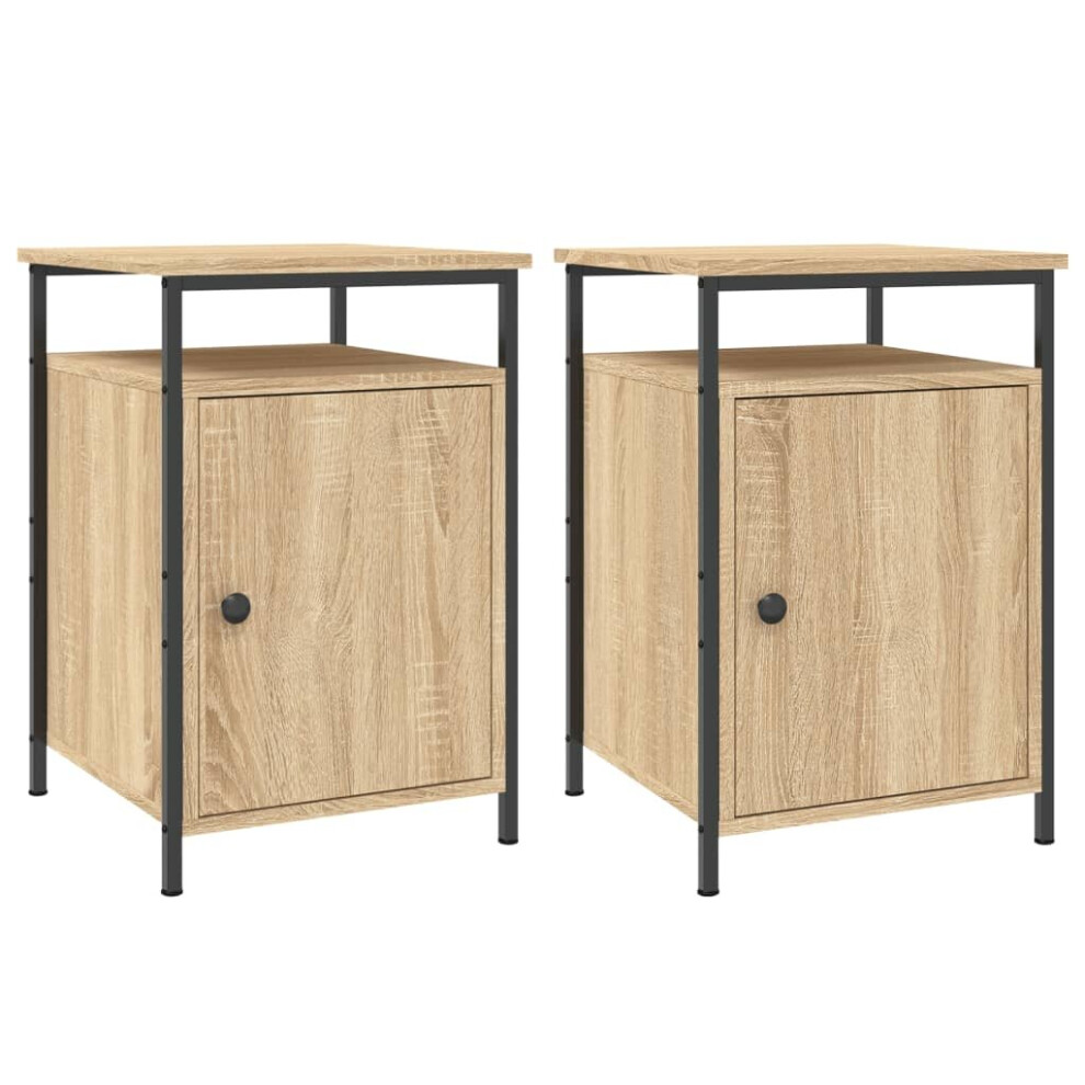 (sonoma oak, 2 pcs) vidaXL Bedside Cabinets Side Table Bedstand 2 pcs Grey Sonoma Engineered Wood