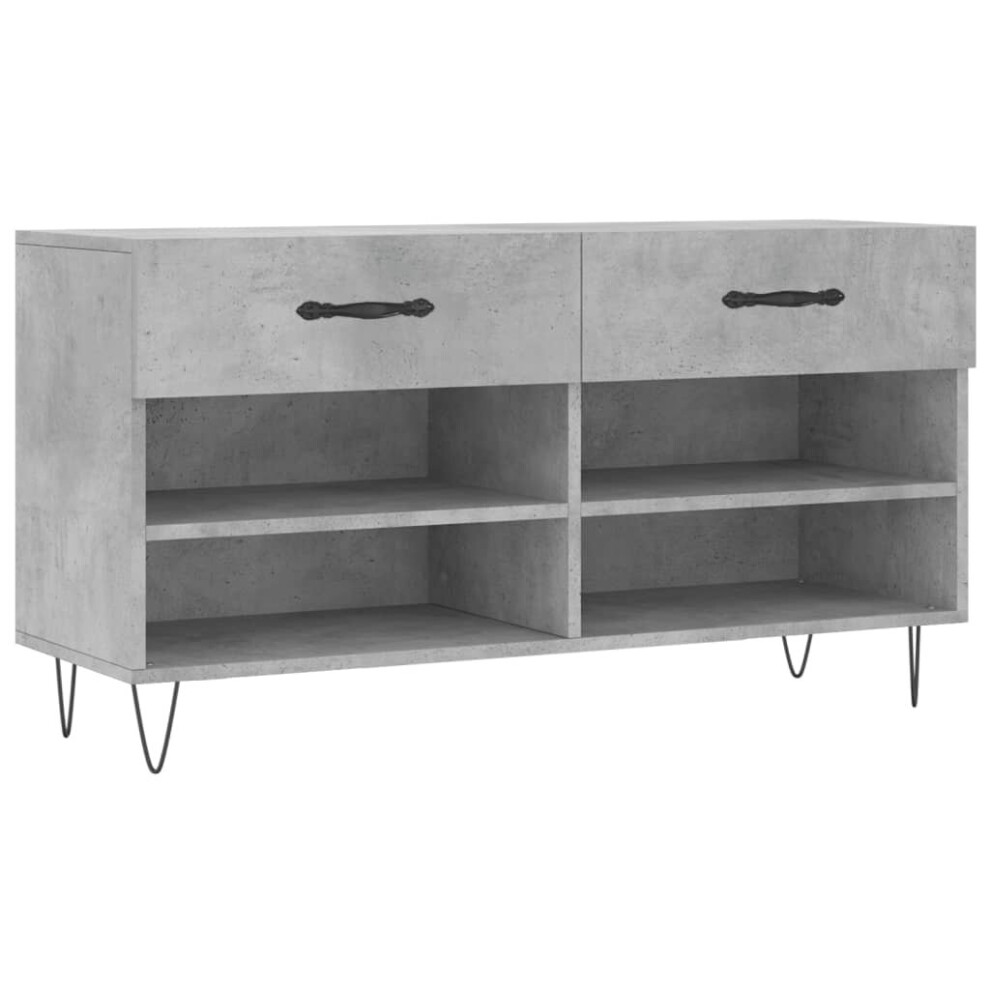 (concrete grey) vidaXL Shoe Bench Shoe Storage Shoe Rack High Gloss White Engineered Wood