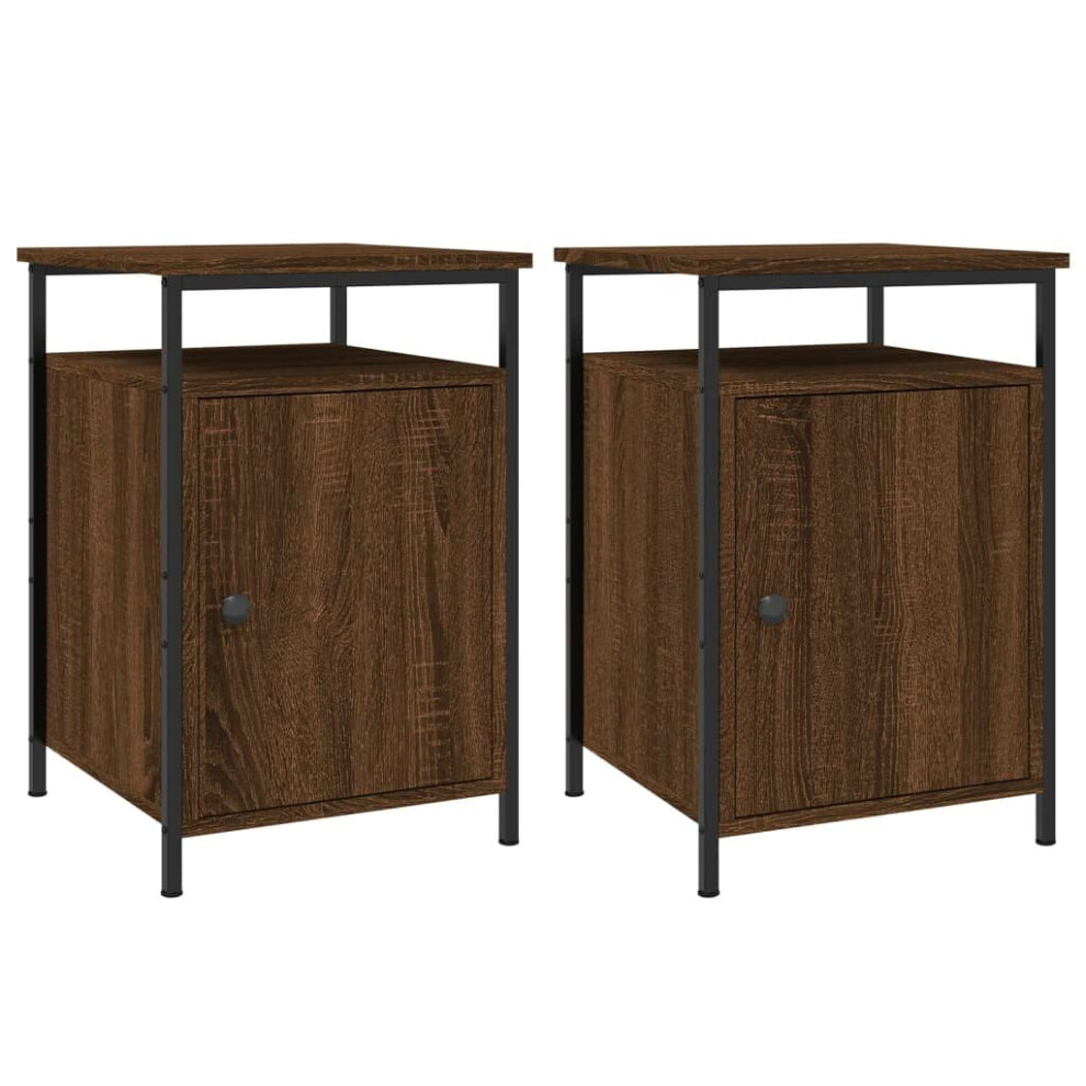 Vidaxl (Brown Oak, 2 Pcs) Bedside Cabinets Side Table Bedstand 2 Pcs Grey Sonoma Engineered Wood