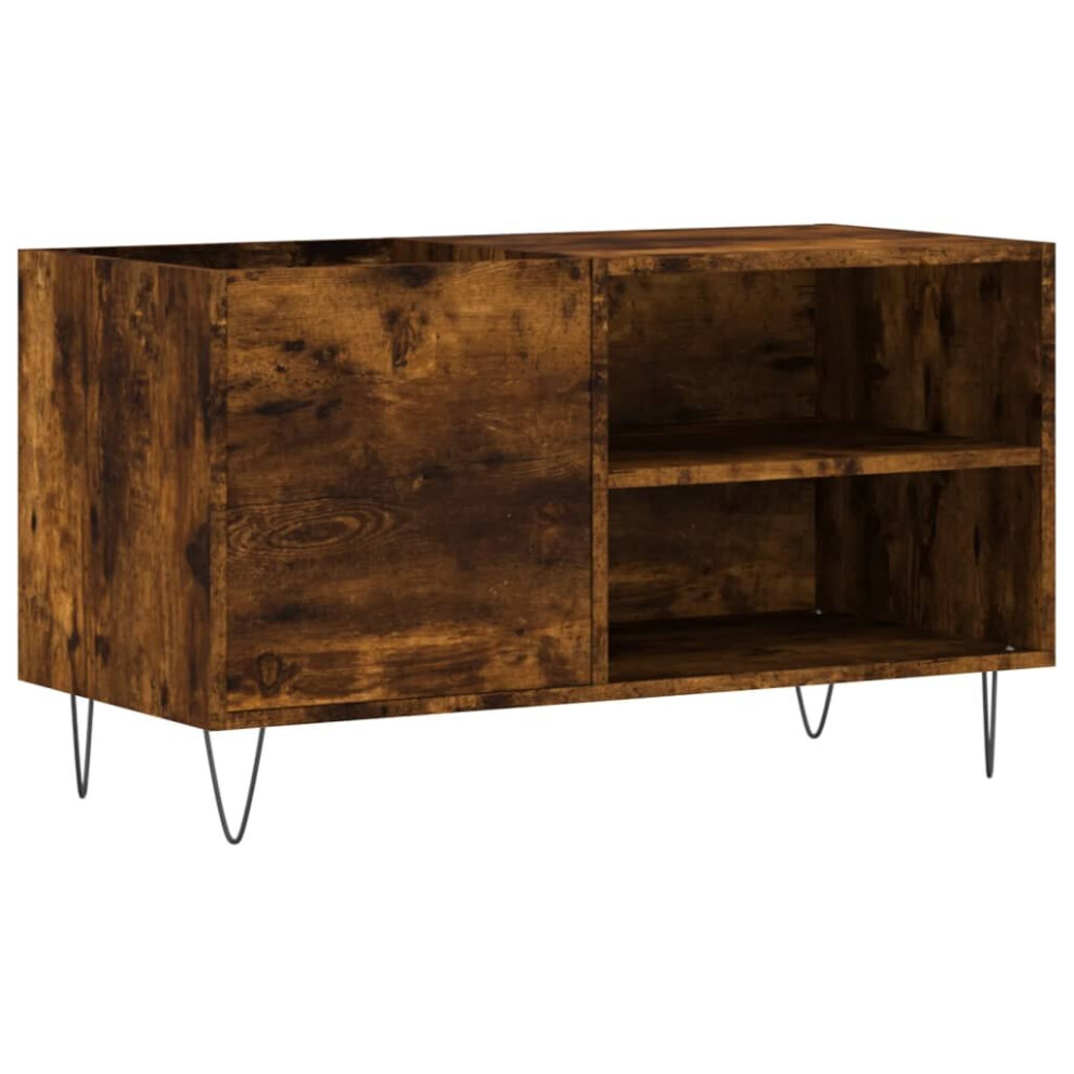 Vidaxl (Smoked Oak) Record Cabinet Record Storage Cabinet Sideboard White Engineered Wood