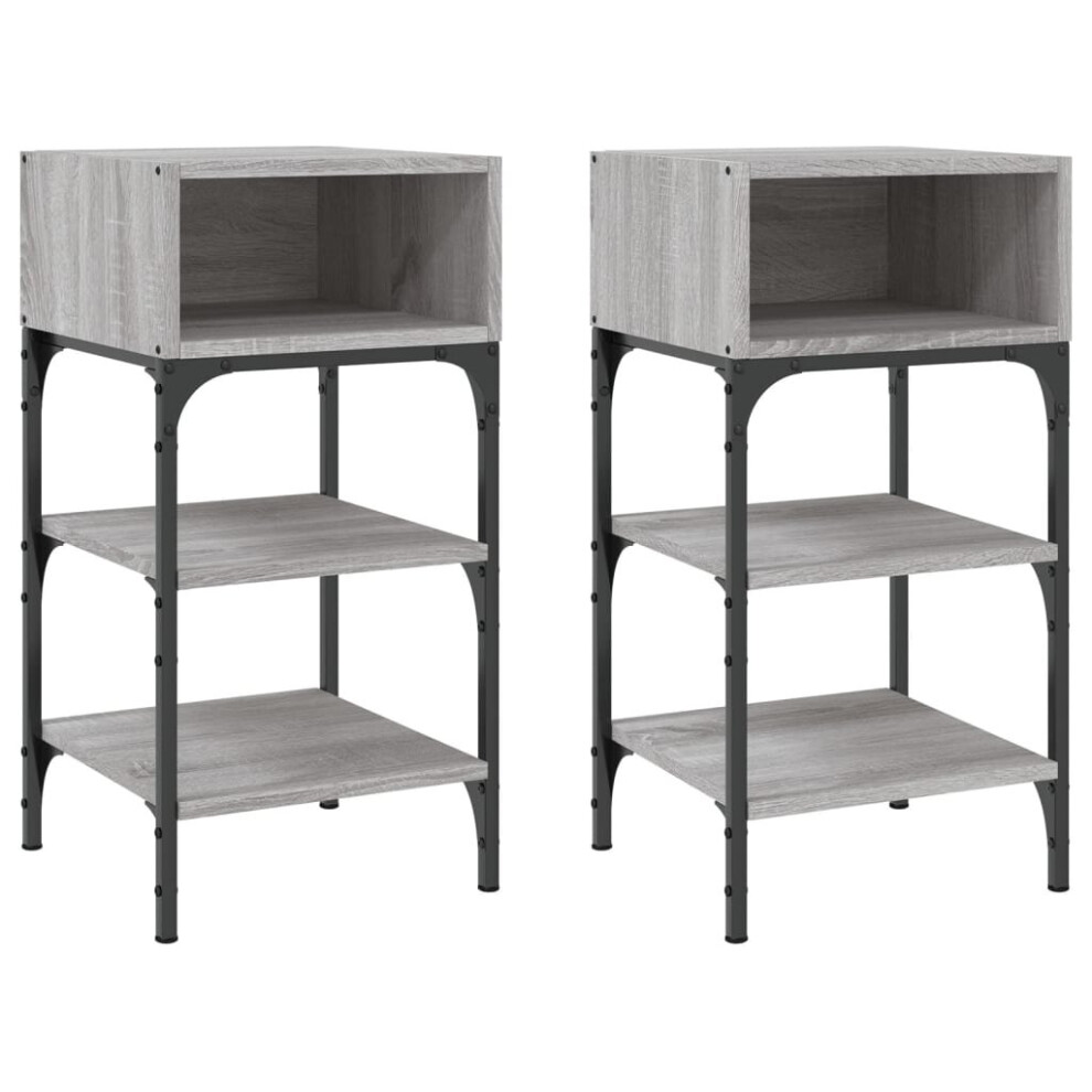 (grey sonoma, 2 pcs) vidaXL Bedside Tables Side Table Nightstand 2 pcs Sonoma Oak Engineered Wood