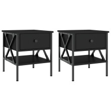 (black, 2 pcs) vidaXL Bedside Tables Side Table Nightstand 2 pcs Brown Oak Engineered Wood