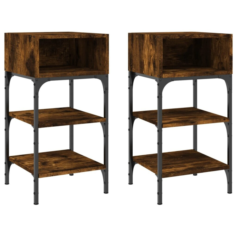 (smoked oak, 2 pcs) vidaXL Bedside Tables Side Table Nightstand 2 pcs Sonoma Oak Engineered Wood