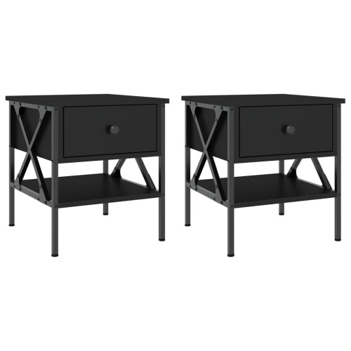 VidaXL (black, 2 pcs) vidaXL Bedside Tables Side Table Nightstand 2 pcs Brown Oak Engineered Wood 1