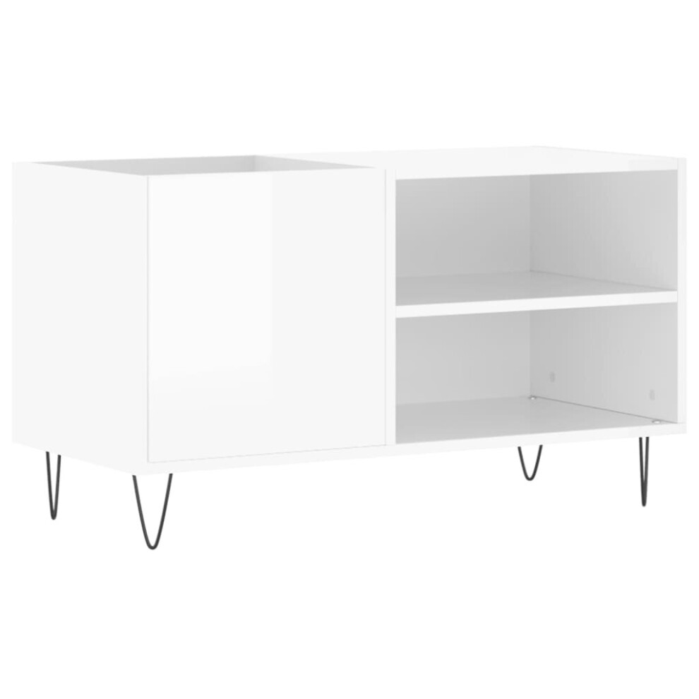 Vidaxl (High Gloss White) Record Cabinet Record Storage Cabinet Sideboard White Engineered Wood