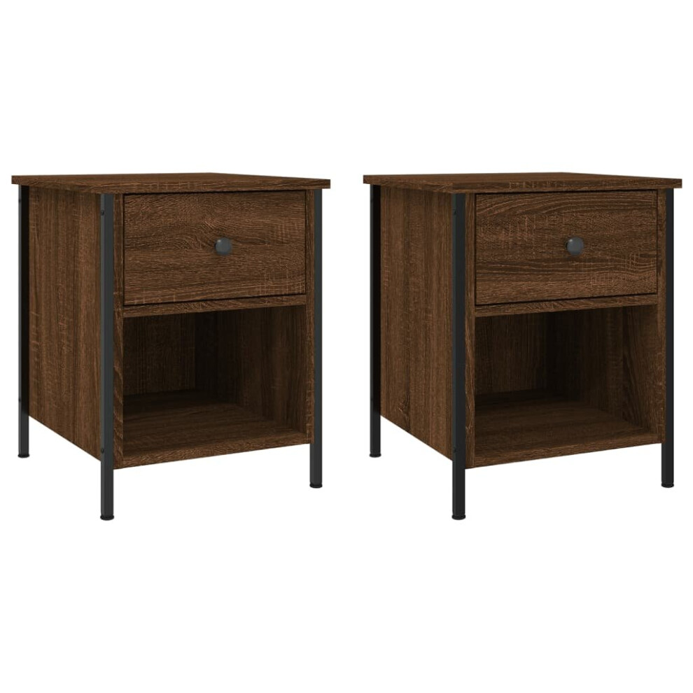 (brown oak, 2 pcs) vidaXL Bedside Cabinets Nightstand Bed Table 2 pcs Sonoma Oak Engineered Wood