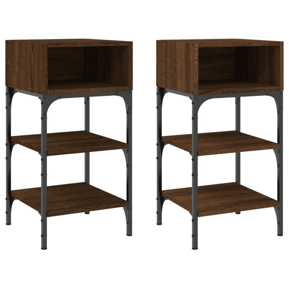 (brown oak, 2 pcs) vidaXL Bedside Tables Side Table Nightstand 2 pcs Sonoma Oak Engineered Wood