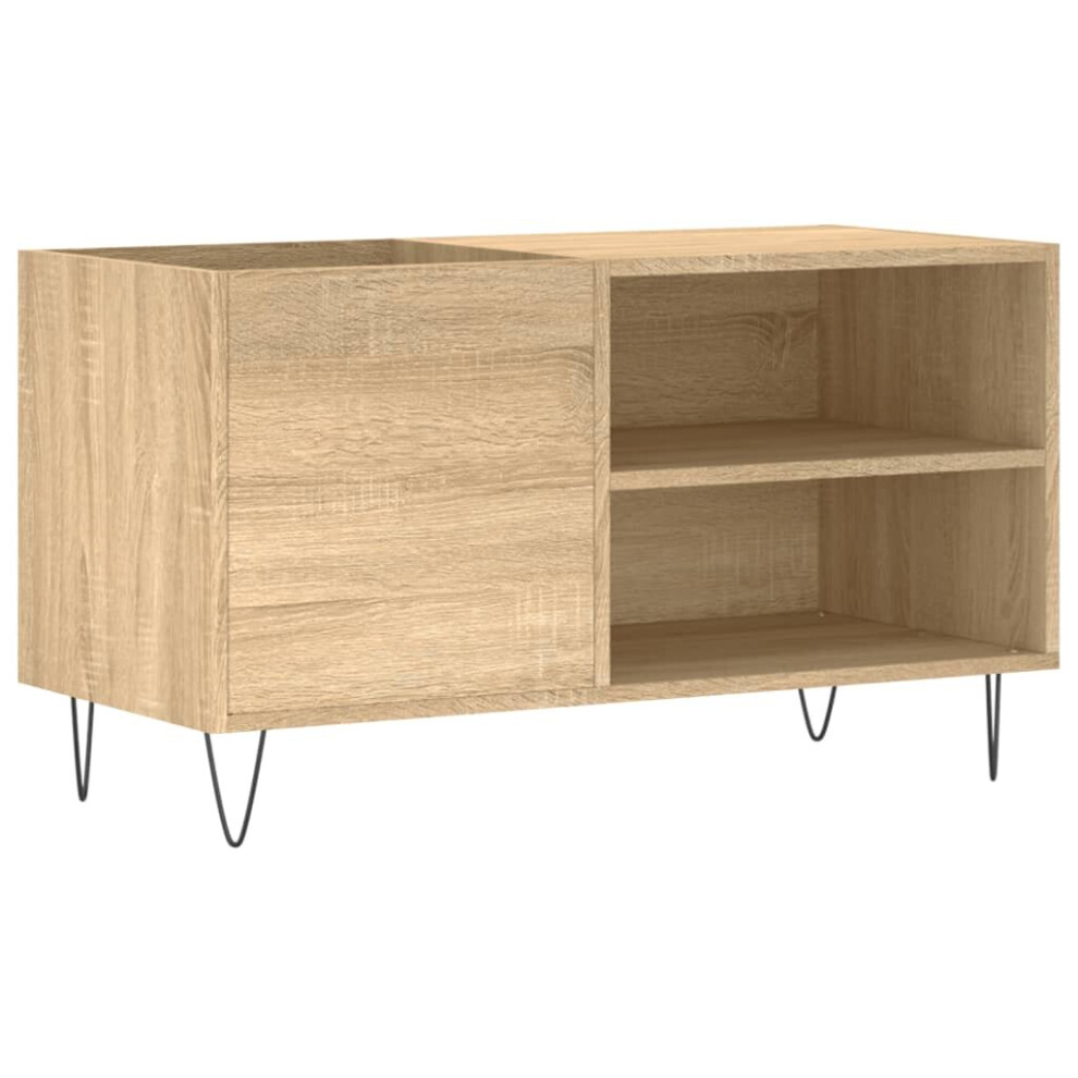 (sonoma oak) vidaXL Record Cabinet Record Storage Cabinet Sideboard White Engineered Wood