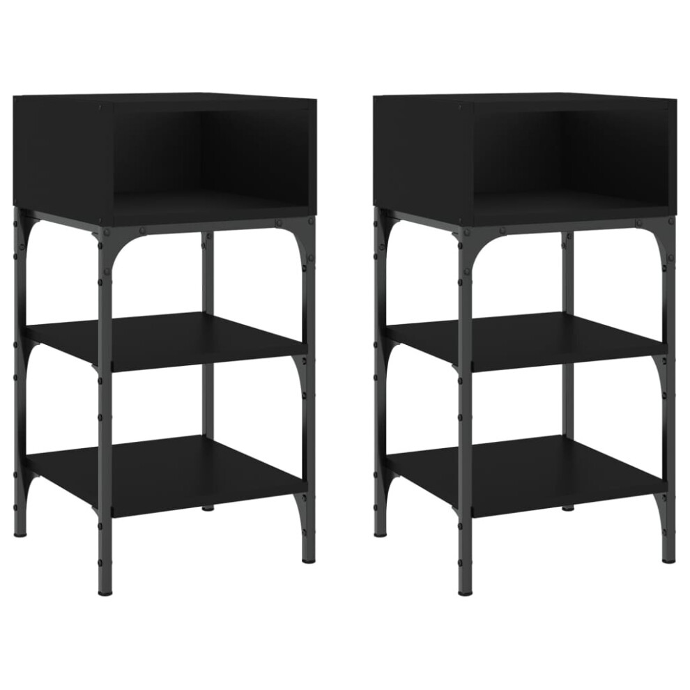 (black, 2 pcs) vidaXL Bedside Tables Side Table Nightstand 2 pcs Sonoma Oak Engineered Wood