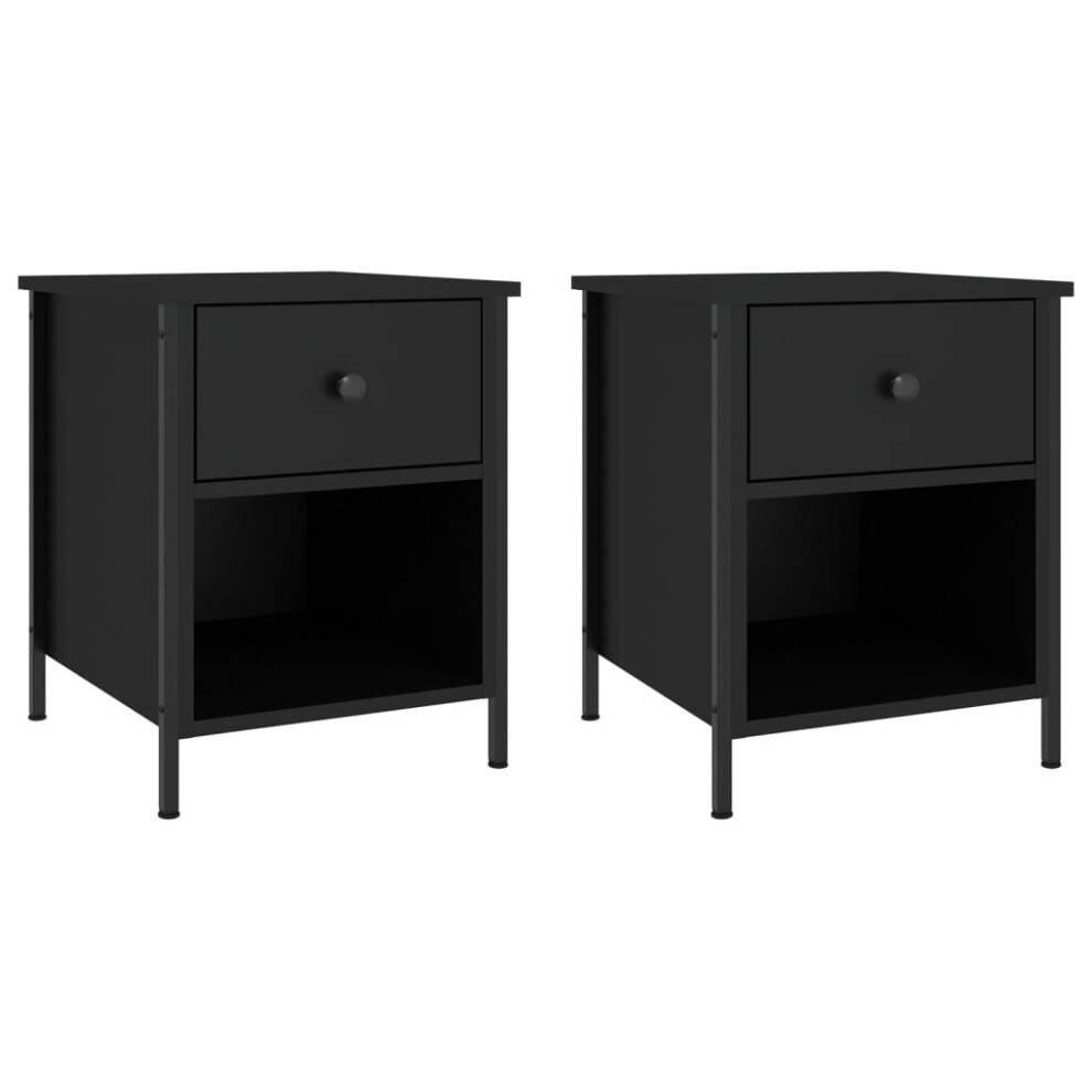 (black, 2 pcs) vidaXL Bedside Cabinets Nightstand Bed Table 2 pcs Sonoma Oak Engineered Wood