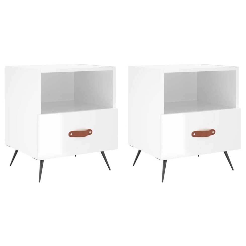 (high gloss white, 2 pcs) vidaXL Bedside Cabinet Bed Table Nightstand Side Table White Engineered Wood