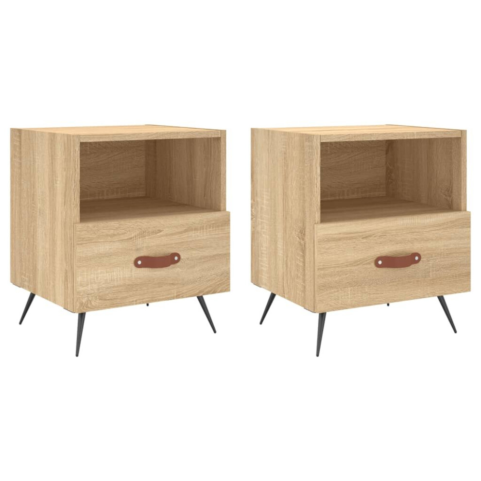 (sonoma oak, 2 pcs) vidaXL Bedside Cabinet Bed Table Nightstand Side Table White Engineered Wood