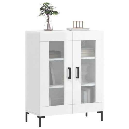 VidaXL (high gloss white) vidaXL Sideboard Storage Side Cabinet Cupboard Concrete Grey Engineered Wood 2