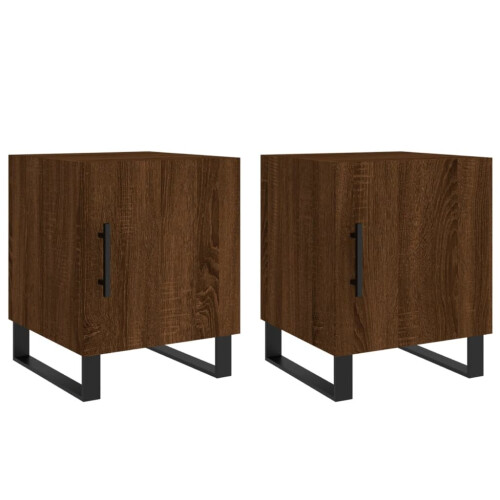 VidaXL (brown oak, 2 pcs) vidaXL Bedside Cabinets Bedside Table 2 pcs Concrete Grey Engineered Wood