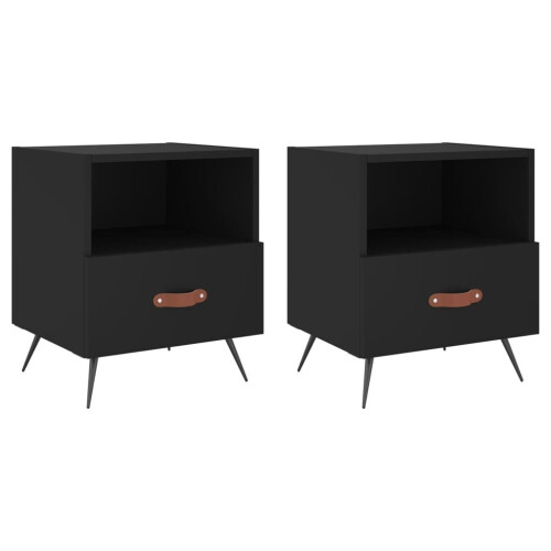 VidaXL (black, 2 pcs) vidaXL Bedside Cabinet Bed Table Nightstand Side Table White Engineered Wood 1