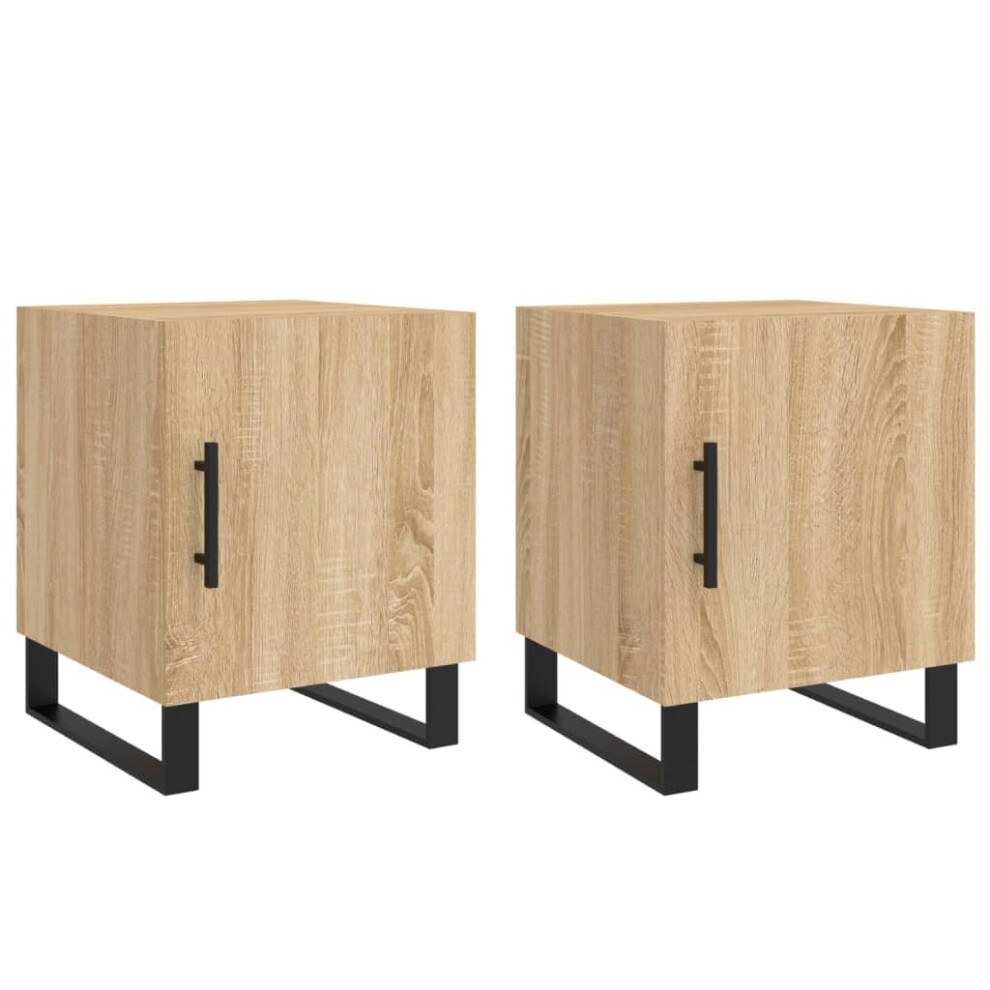 (sonoma oak, 2 pcs) vidaXL Bedside Cabinets Bedside Table 2 pcs Concrete Grey Engineered Wood