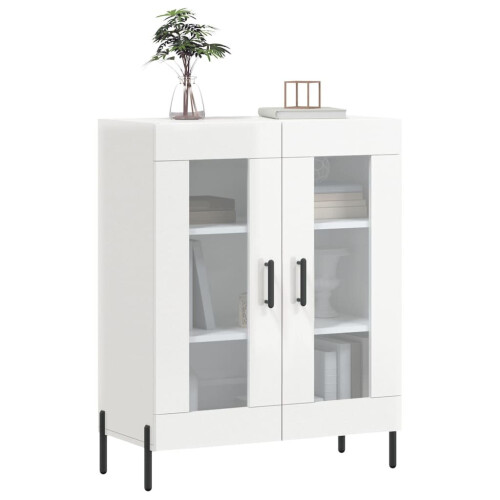 VidaXL (high gloss white) vidaXL Sideboard Storage Side Cabinet Cupboard Grey Sonoma Engineered Wood 2