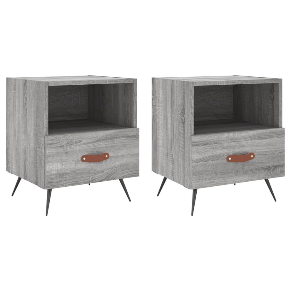 (grey sonoma, 2 pcs) vidaXL Bedside Cabinet Bed Table Nightstand Side Table White Engineered Wood