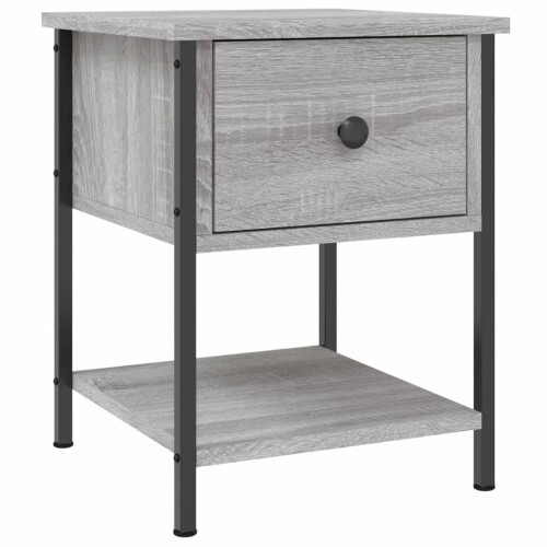 VidaXL (grey sonoma, 2 pcs) vidaXL Bedside Table Cabinet Side Table Telephone Table Black Engineered Wood 2