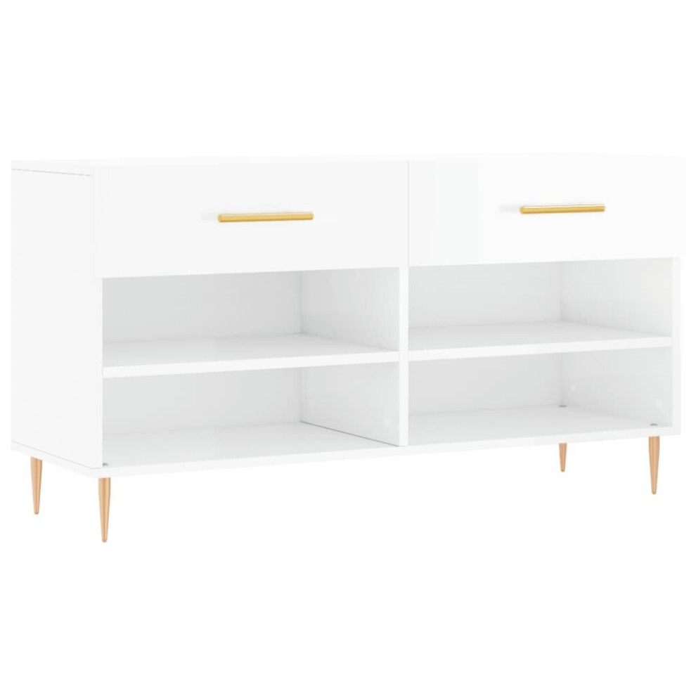 Vidaxl (High Gloss White) Shoe Bench Shoe Cupboard Shoe Storage Shoe Rack Black Engineered Wood