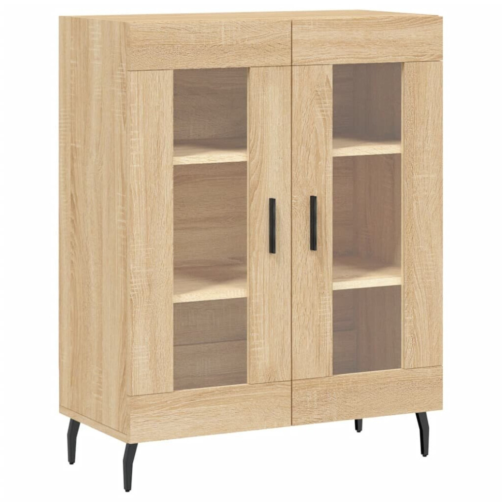 Vidaxl (Sonoma Oak) Sideboard Storage Cabinet Cupboard Side Cabinet Black Engineered Wood Black,Grey
