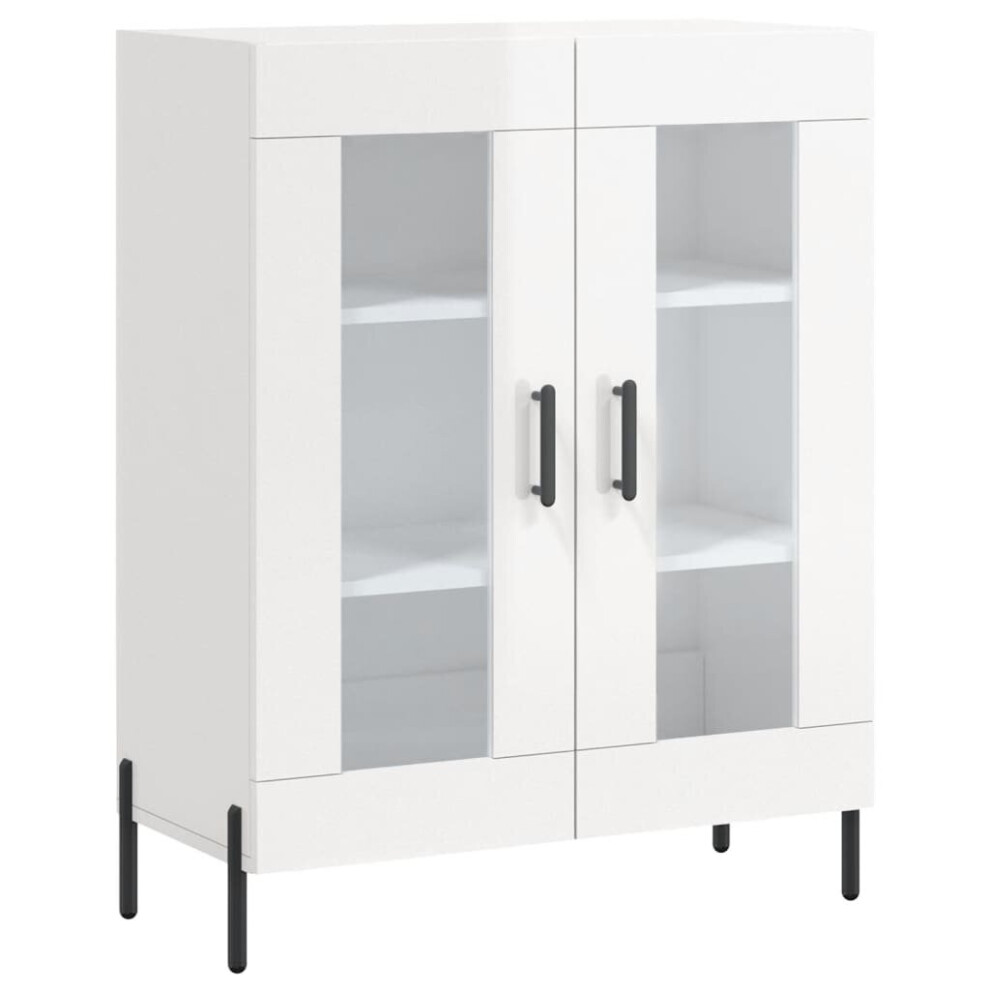 Vidaxl (High Gloss White) Sideboard Storage Side Cabinet Cupboard Grey Sonoma Engineered Wood White,Grey