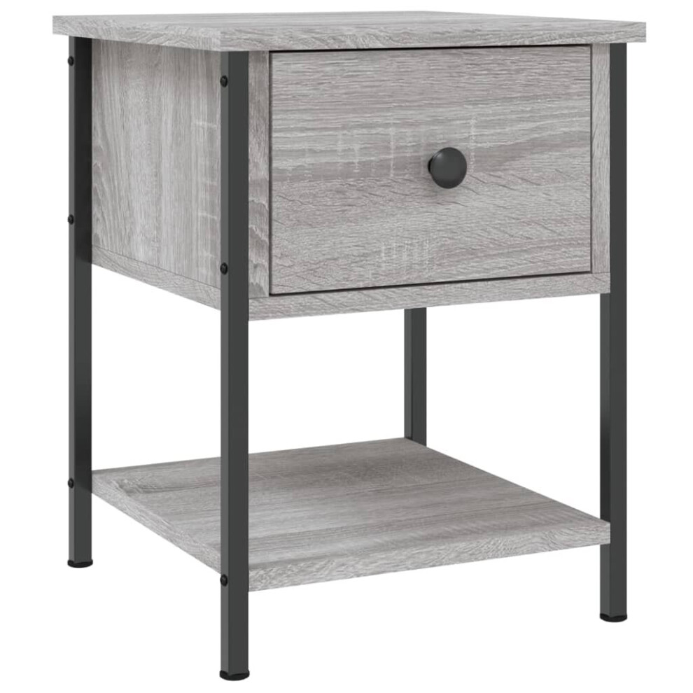 (grey sonoma, 1 pcs) vidaXL Bedside Table Cabinet Side Table Telephone Table Black Engineered Wood