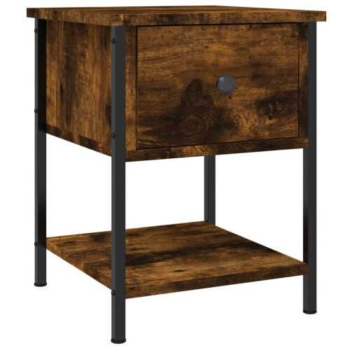 VidaXL (smoked oak, 2 pcs) vidaXL Bedside Table Cabinet Side Table Telephone Table Black Engineered Wood 2