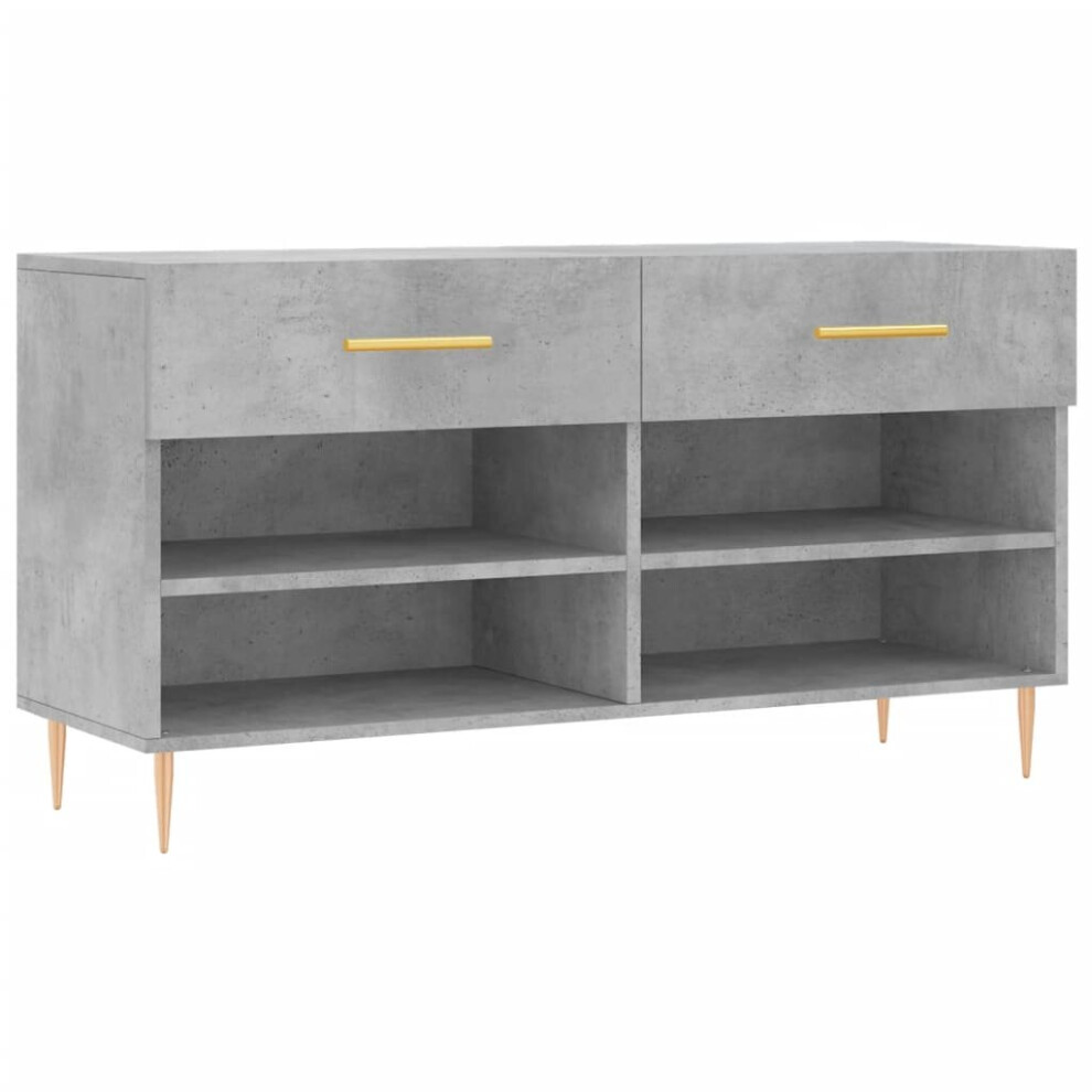 Vidaxl (Concrete Grey) Shoe Bench Shoe Cupboard Shoe Storage Shoe Rack Black Engineered Wood