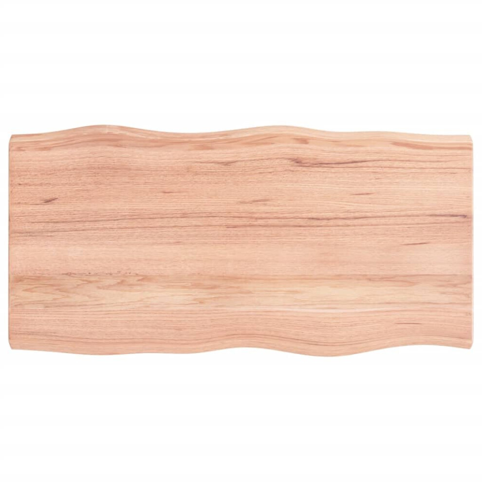 Vidaxl (Light Brown, 100 X 50 X 6 Cm) Table Top Wooden Desk Top For Table Treated Solid Wood Oak Live Edge