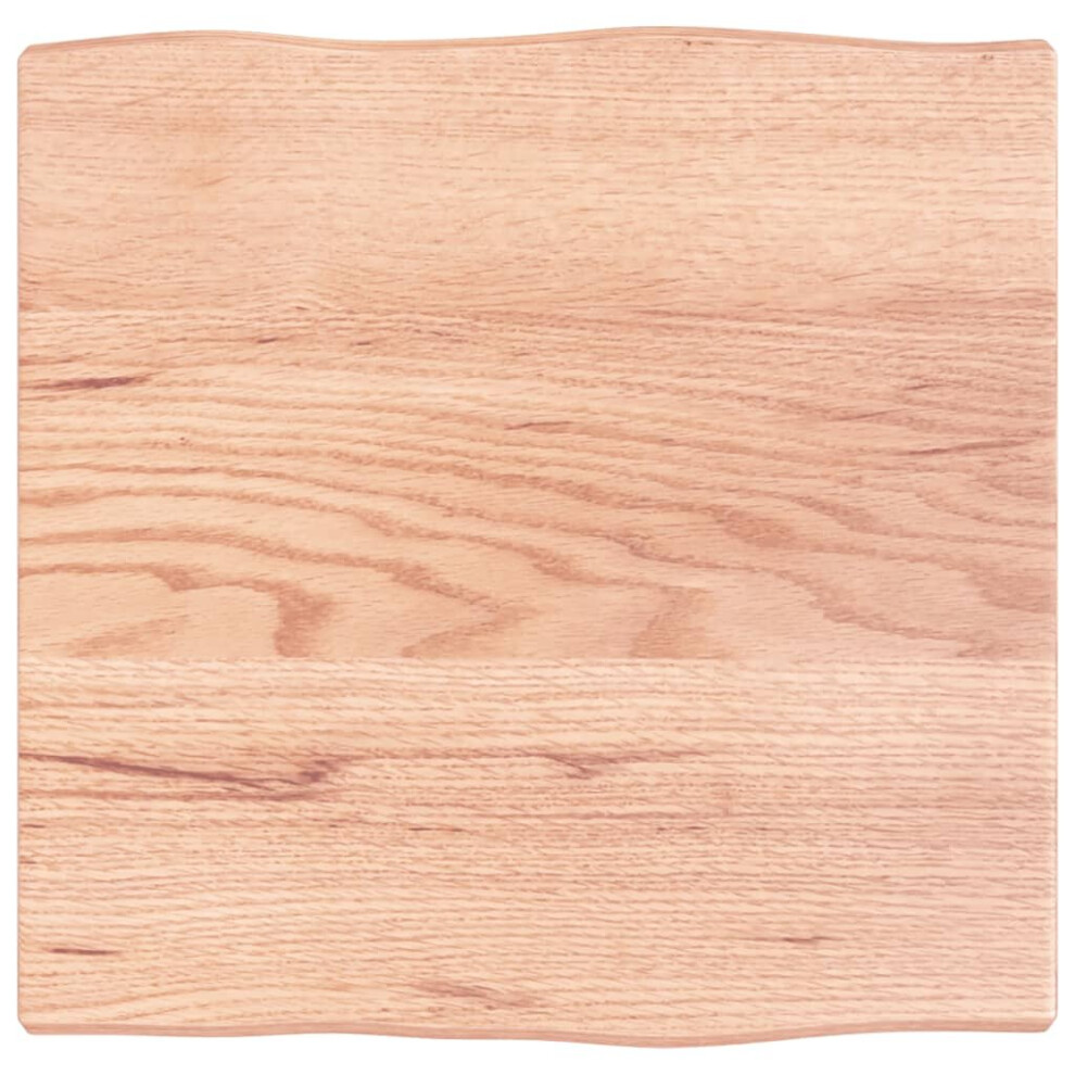 Vidaxl (Light 40 X 40 X 2 Cm) Table Top Wooden Desk Top For Table Treated Solid Wood Oak Live Edge Brown