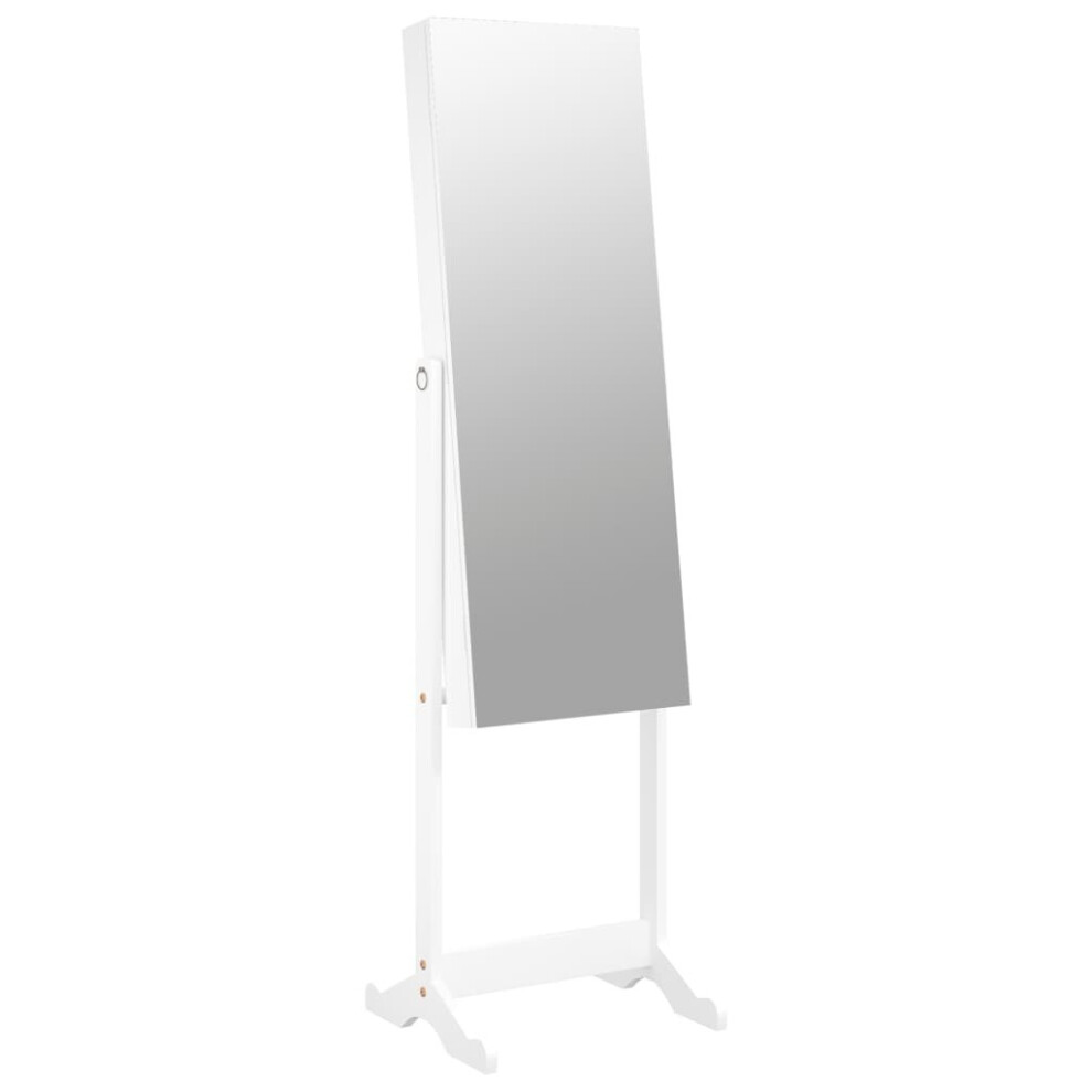 (white) vidaXL Mirror Jewellery Cabinet Free Standing Jewelry Armoire Mirror Organiaer