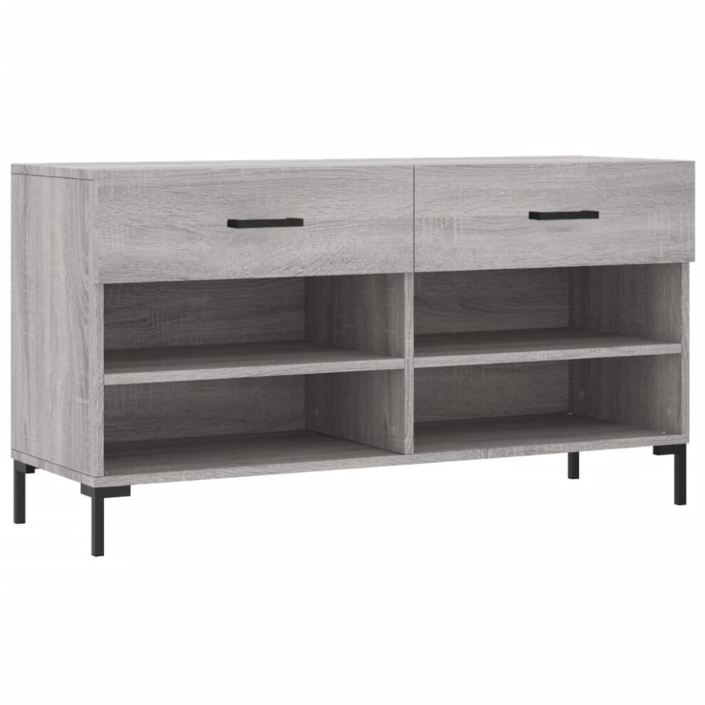 Vidaxl (Grey Sonoma) Shoe Bench Shoe Cupboard Shoe Storage Shoe Rack Black Engineered Wood