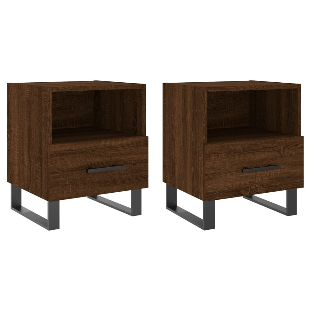 (brown oak, 2 pcs) vidaXL Bedside Cabinets Side Table Nightstand 2 pcs Sonoma Oak Engineered Wood