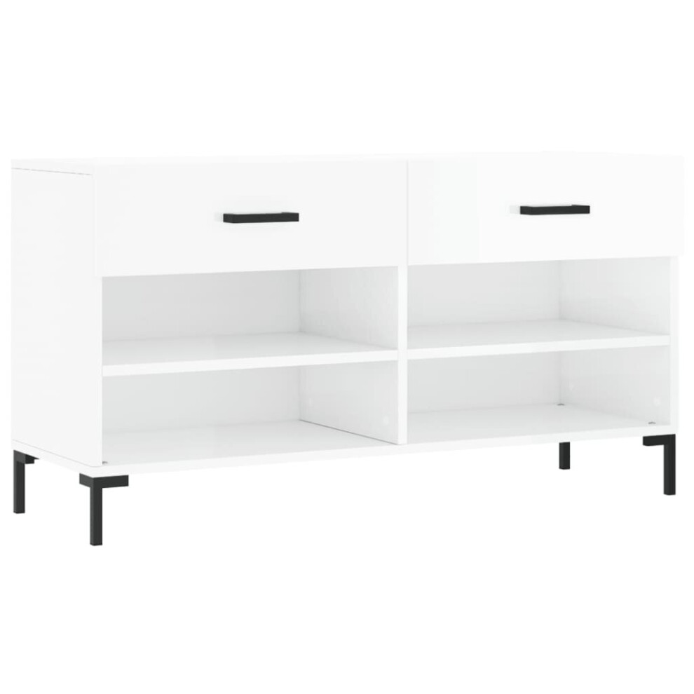 Vidaxl (High Gloss White) Shoe Bench Shoe Cupboard Shoe Storage Shoe Rack Black Engineered Wood