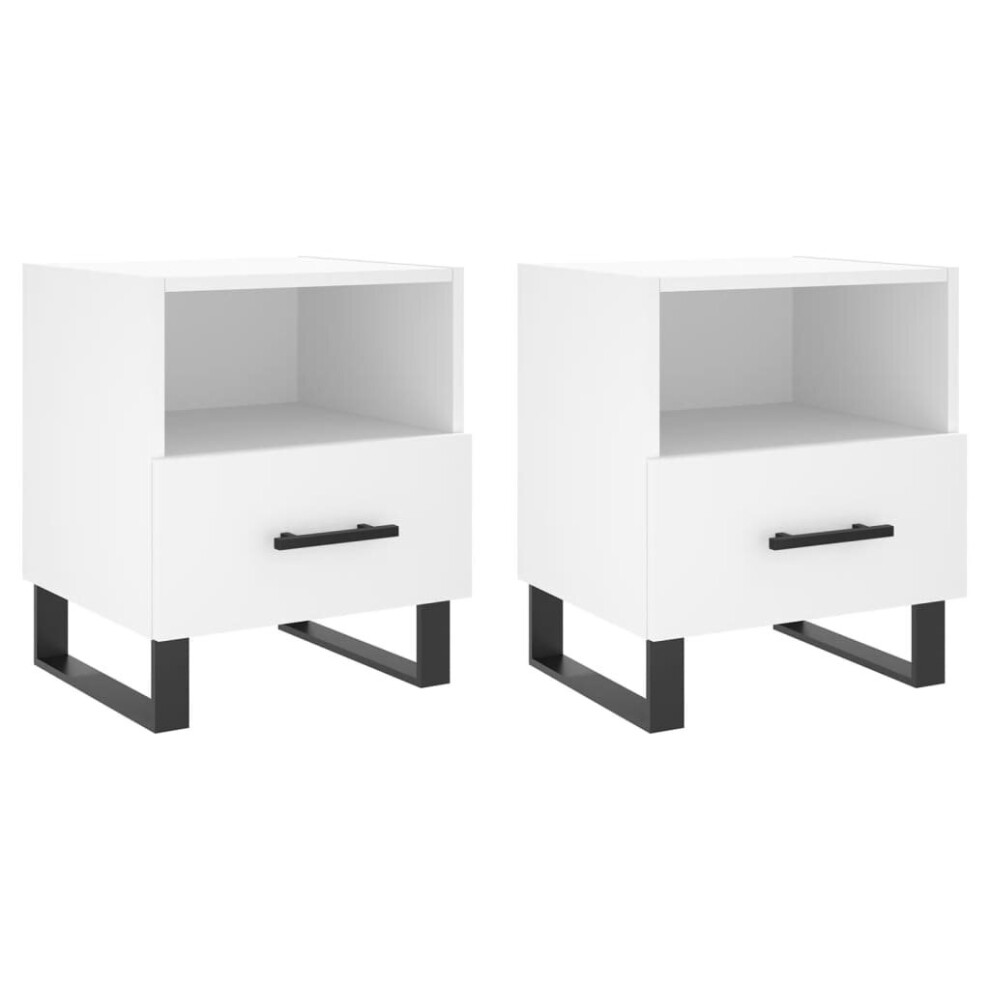Vidaxl (White, 2 Pcs) Bedside Cabinets Side Table Nightstand 2 Pcs Sonoma Oak Engineered Wood