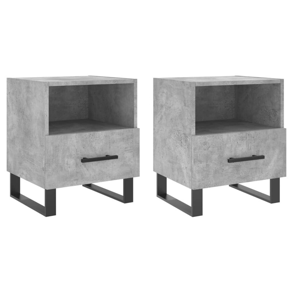 (concrete grey, 2 pcs) vidaXL Bedside Cabinets Side Table Nightstand 2 pcs Sonoma Oak Engineered Wood