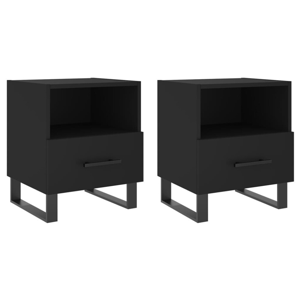 (black, 2 pcs) vidaXL Bedside Cabinets Side Table Nightstand 2 pcs Sonoma Oak Engineered Wood